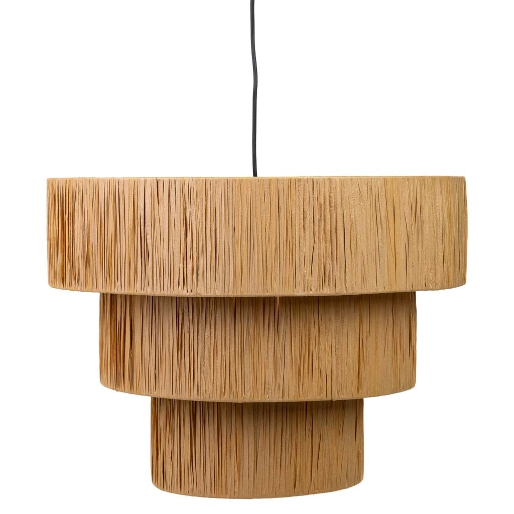Lampada soffitto rafia e metallo marrone 51x51x37h cm