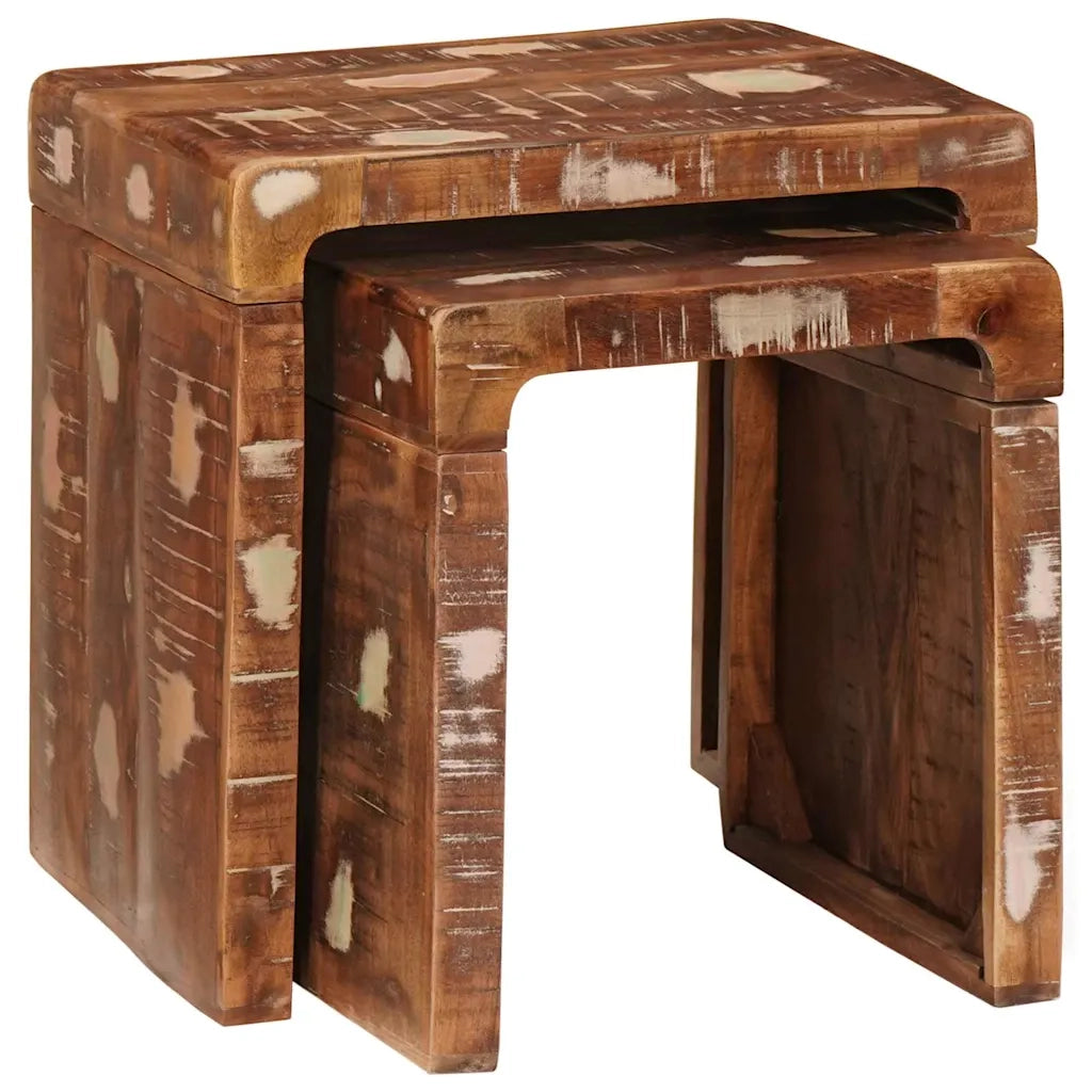 Tavoli da annidamento 2 pcs Marrone Legno Recuperato Massello 4104560