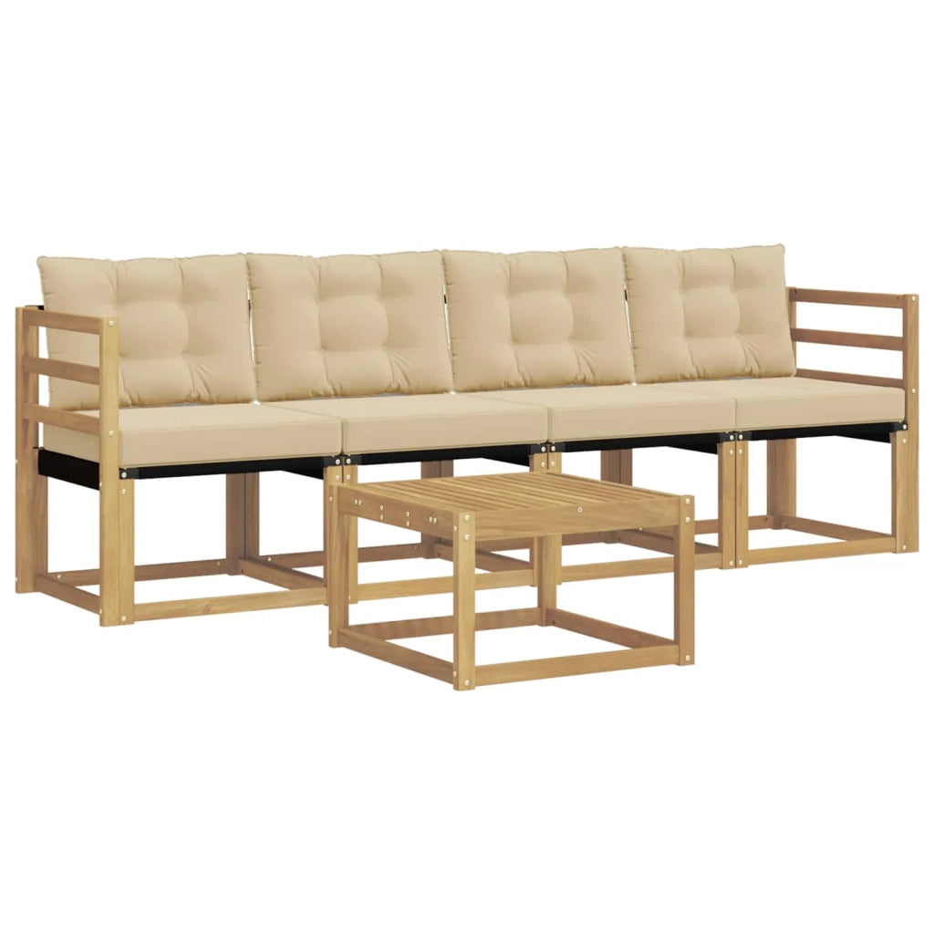Set di divani da esterno con cuscino 5 pcs Bianco e Beige 3389179