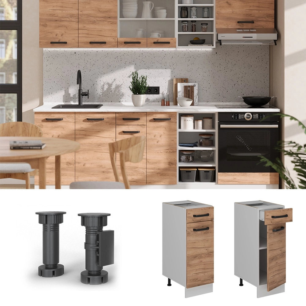 Mobiletto base per cucina R-Line Rovere dorato/Bianco 30 cm PL Rovere Vicco