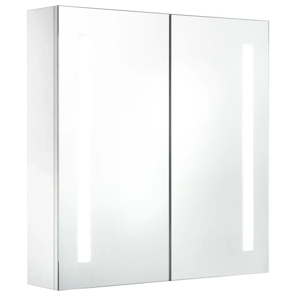 Armadietto Bagno con Specchio e LED 60x14x62 cm