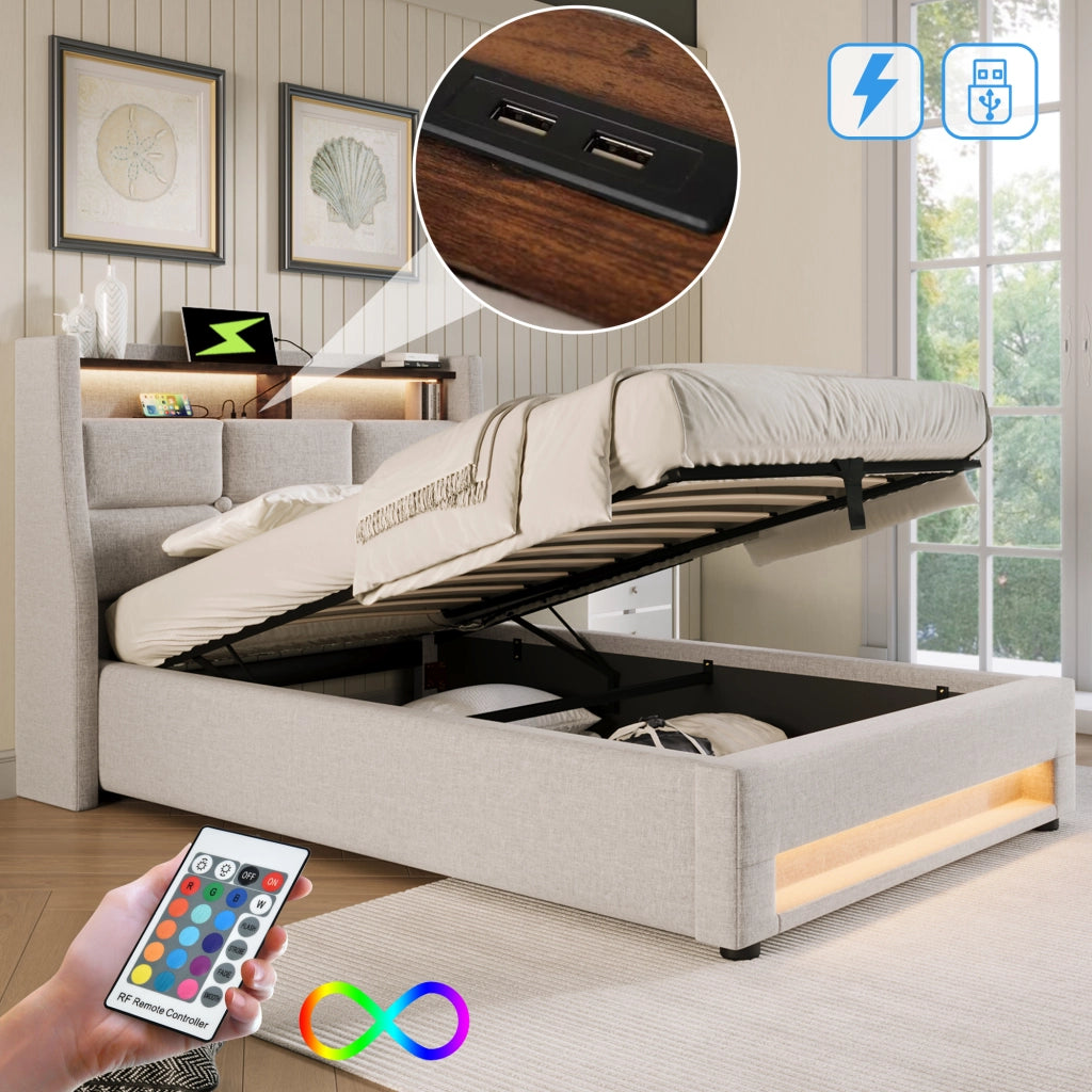 letto imbottito lino beige 90x200 cm
