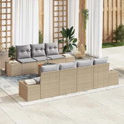Set Divano da Giardino con cuscino 8 pcs Beige polyrattan