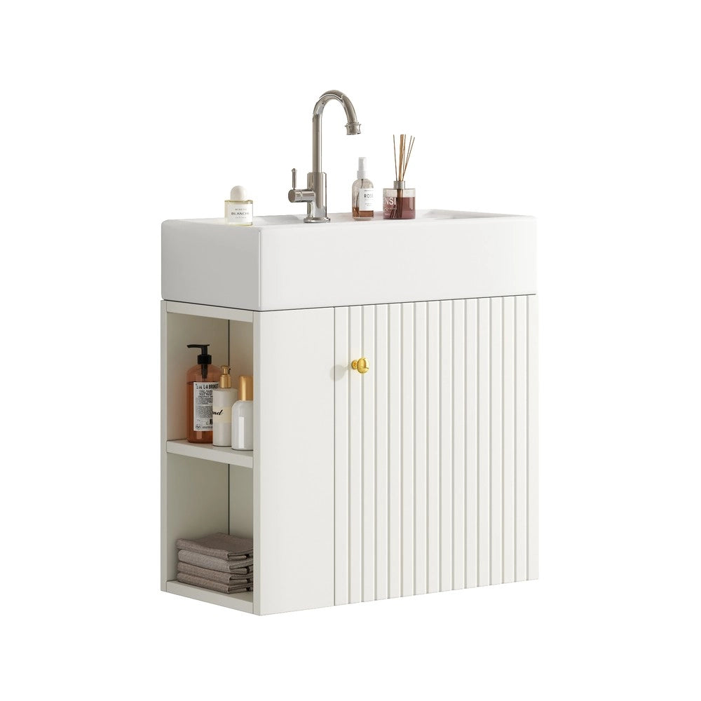 Mobile Bagno con Lavabo e Sottolavabo Pensile 55 cm ¨C Xylo ¨C Bianco