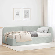 Cornice del letto ad angolo Grigio chiaro 90 x 190 cm Velluto