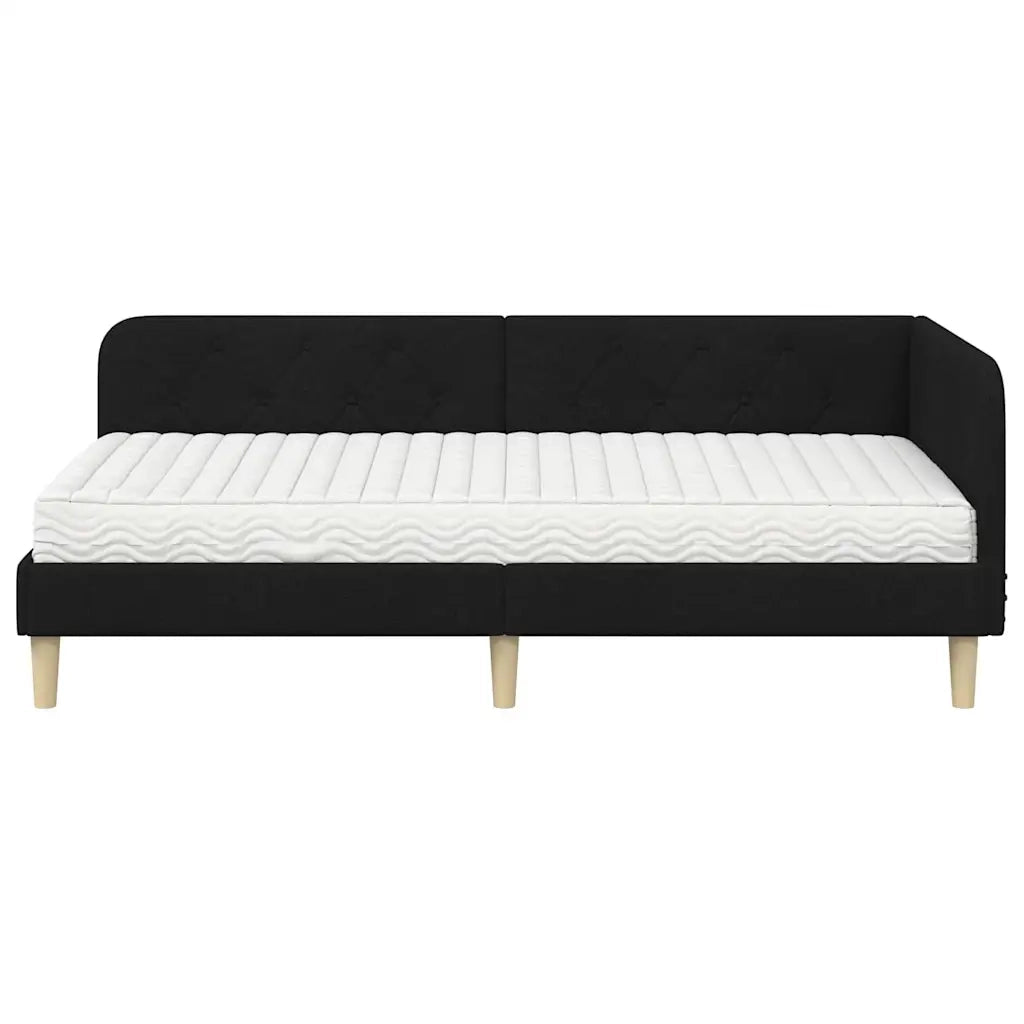 Cornice del letto ad angolo Nero 90 x 190 cm Tessuto