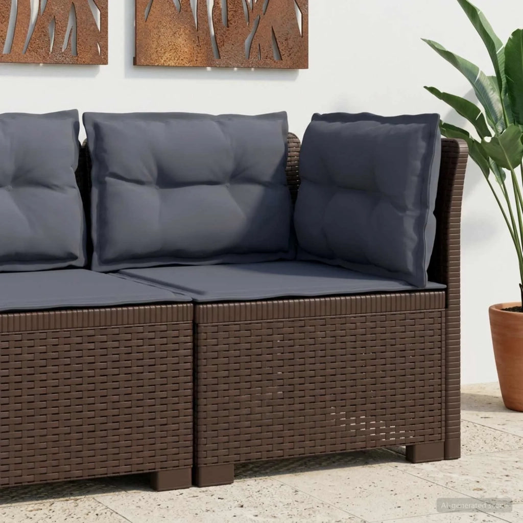 Divano da Giardino a 1 Posto con Cuscini Aspetto Rattan PP 8011839