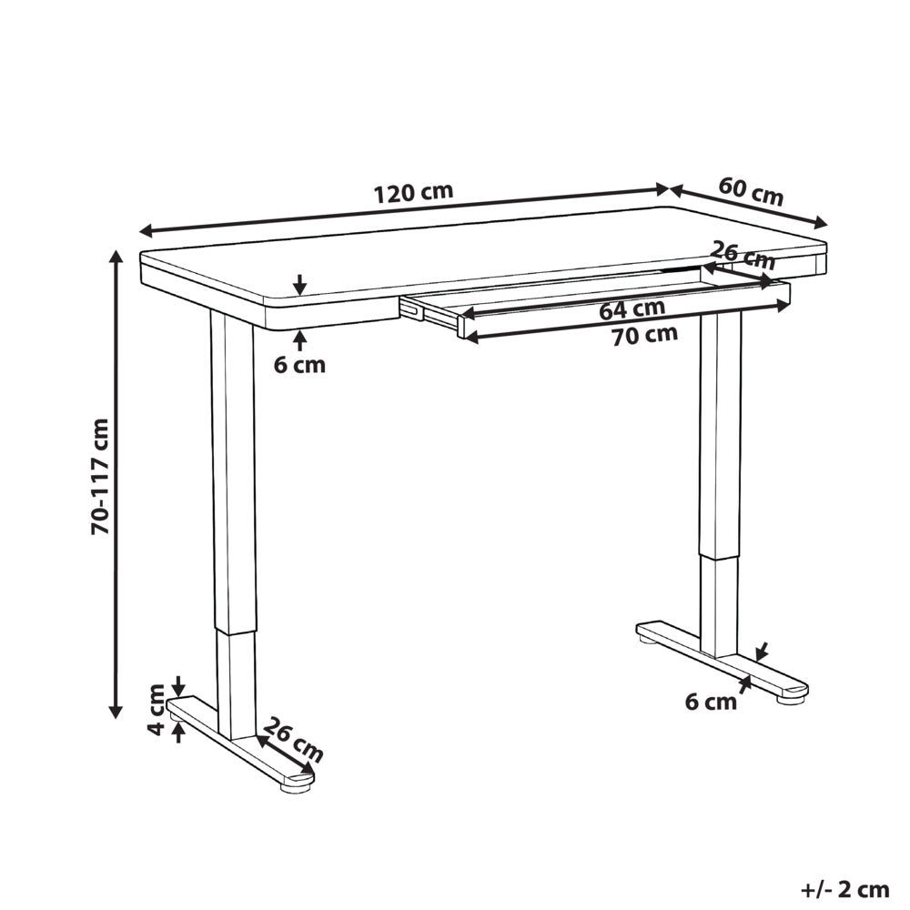 Adjustable Desk Light Brown Top Black Steel Frame and Legs 120 x 60 Stand and Sit Home Office Stand and Sit Scandinavian Design