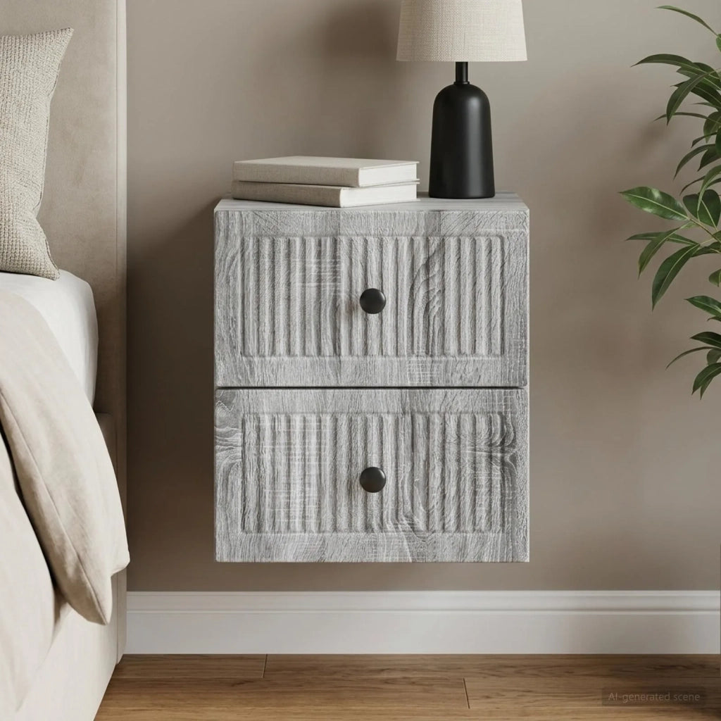 Mobiletto da notte a muro Grigio Sonoma 33 x 34,5 x 40 cm 897967