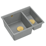 Lavello In Granito Logan 150 Grey Metallic Tappo rame spazzolato