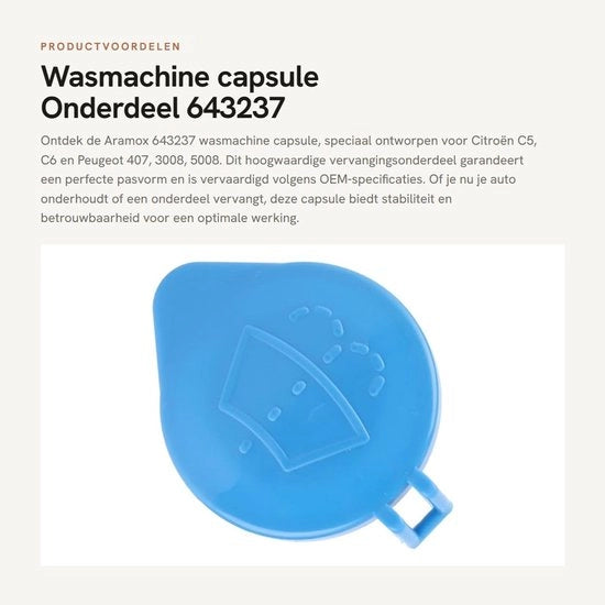 Apparecchio per Lavastoviglie Capsule 100% Nuovo - Vedi anche il Codice di Ricambio 643237 - Adatto per C6/407/3008/5008 - Materiale Plastico - Colore Blu - Alta Affidabilità - Coperchio di Chiusura