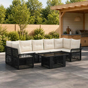 Set Divano da Giardino 8 pz Nero e Bianco Crema polyrattan 3436603