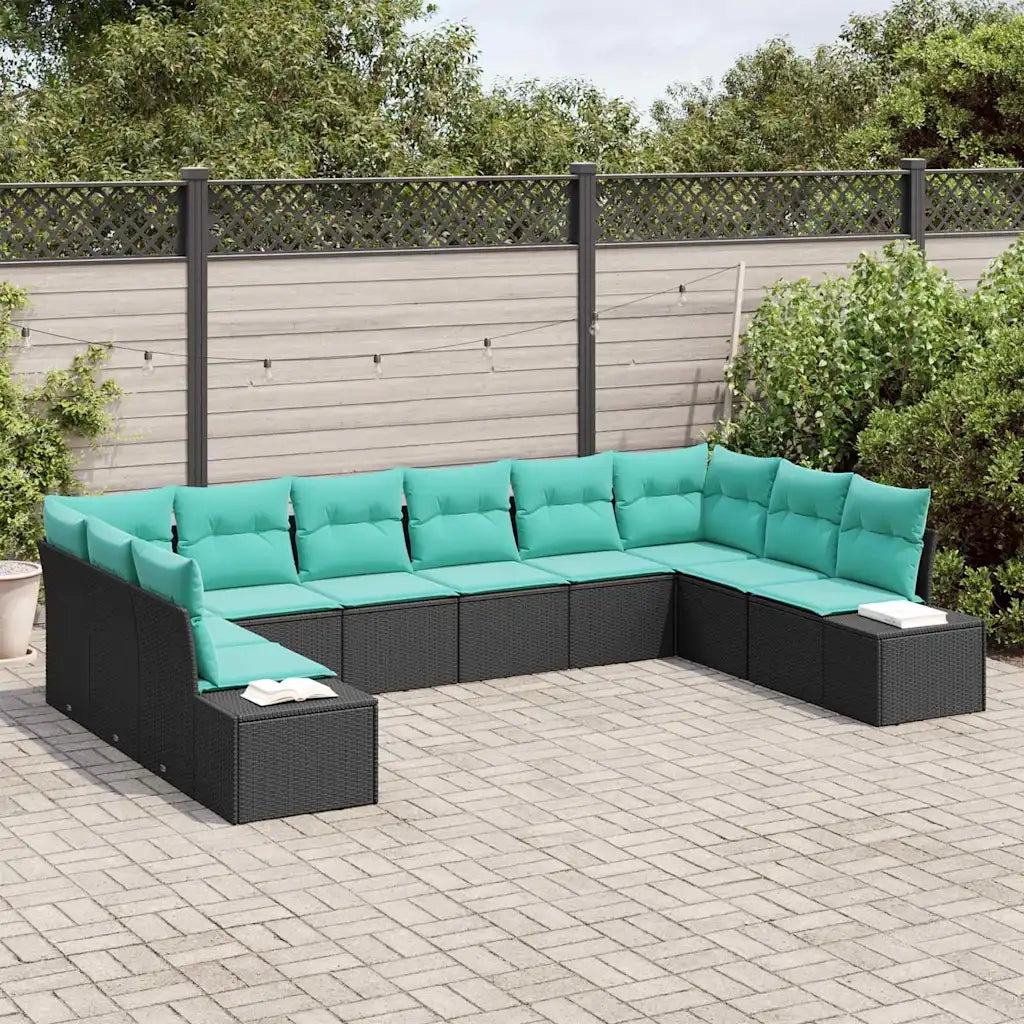 Set Divano da Giardino 10 pz Nero polyrattan 3347246