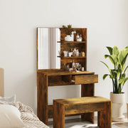 Toeletta con Specchio-Tavolo da Vanit¨¤ Rovere Fumo 74,5x40x141 cm