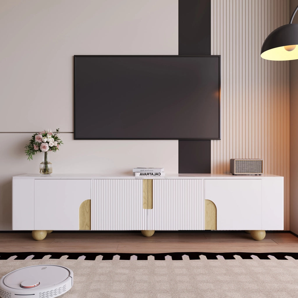 Mobile TV ¨C MINIMAL ¨C Bianco, Legno, 180 cm, 4 Ante, Design Elegante