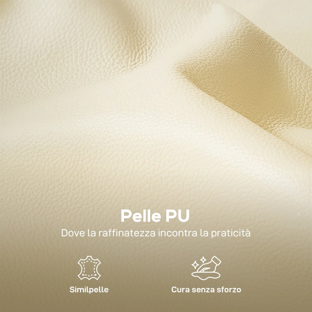 Divano 3 Posti in Similpelle Beige con Cuscini ¨C Minimal ¨C 190x83x90 cm
