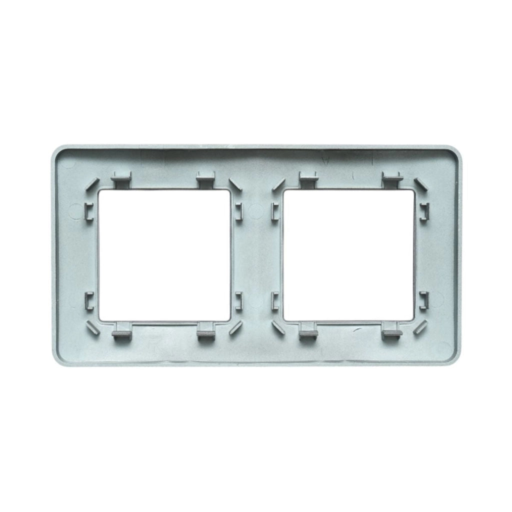 Cornice doppia nera in PC per presa e interruttore 150x83 mm