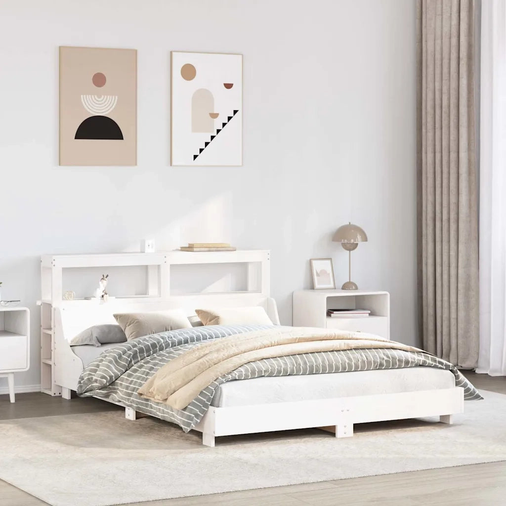 Letto senza Materasso-Struttura Letto Bianco 120x200 cm Legno Massello di Pino 842870