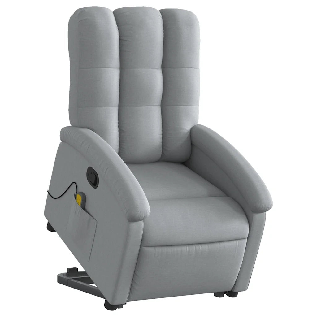 Poltrona | Sedia Relax Alzapersona Massaggi Reclinabile Grigio Chiaro Tessuto