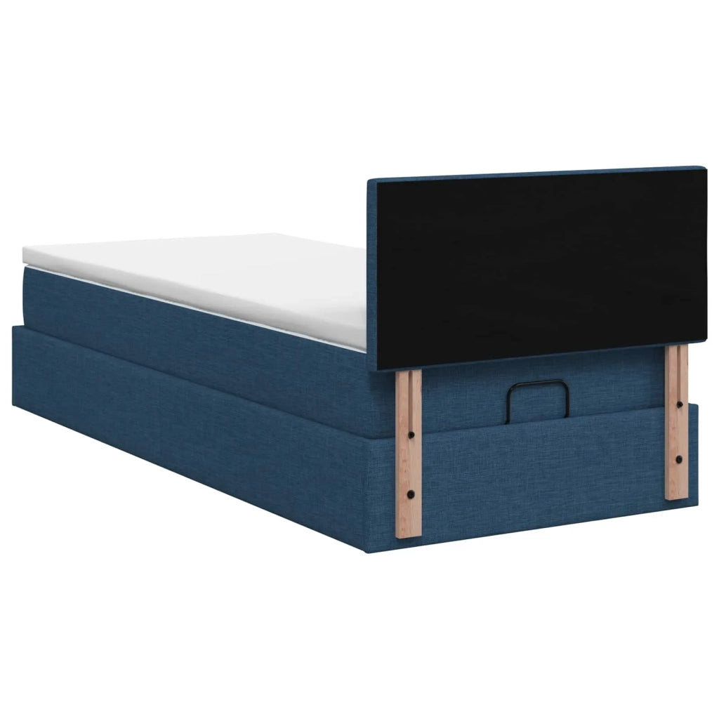 Letto Ottomano con Materasso e LED Blu 90 x 200 cm Tessuto 3456883