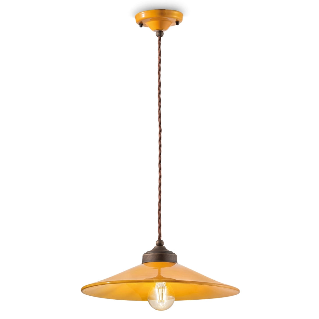 Lampadario Vintage Colors Ferro E Ceramica Giallo 1 Luce E27
