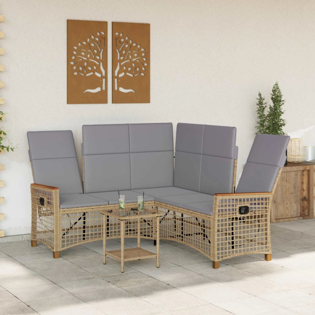 Set di Divani Recliner da Giardino Beige e Grigio Chiaro 42026825