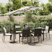 Set da Pranzo da Giardino 7 pz Nero con Cuscini in Polyrattan 3185111