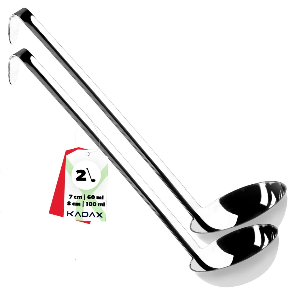 Set di mestoli in acciaio KADAX da 7+8 cm per zuppa e salse.