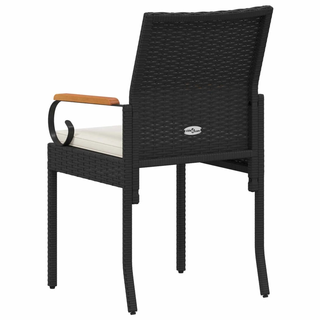 Sedie da giardino 4 pcs Nero e Bianco Crema Polyrattan e acacia 42025885