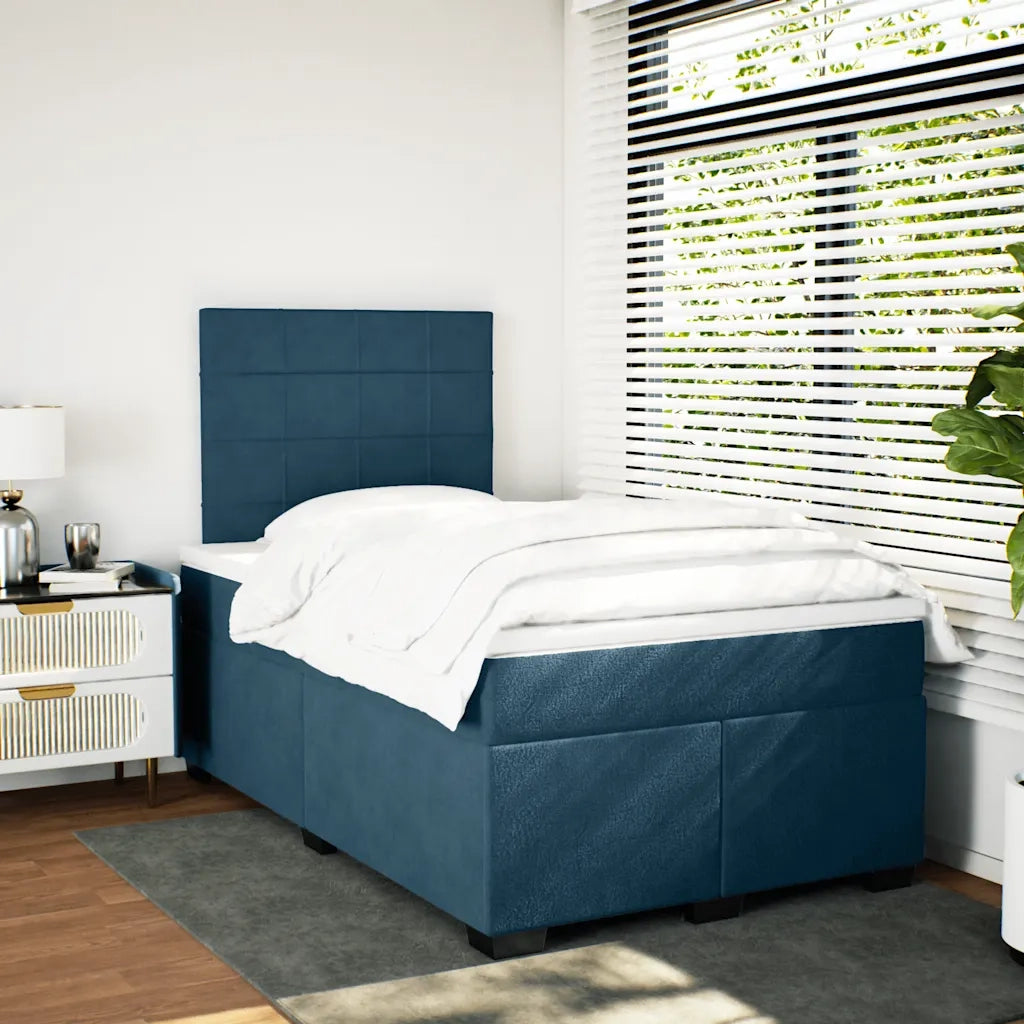 Giroletto a Molle con Materasso Blu 120x190 cm in Velluto