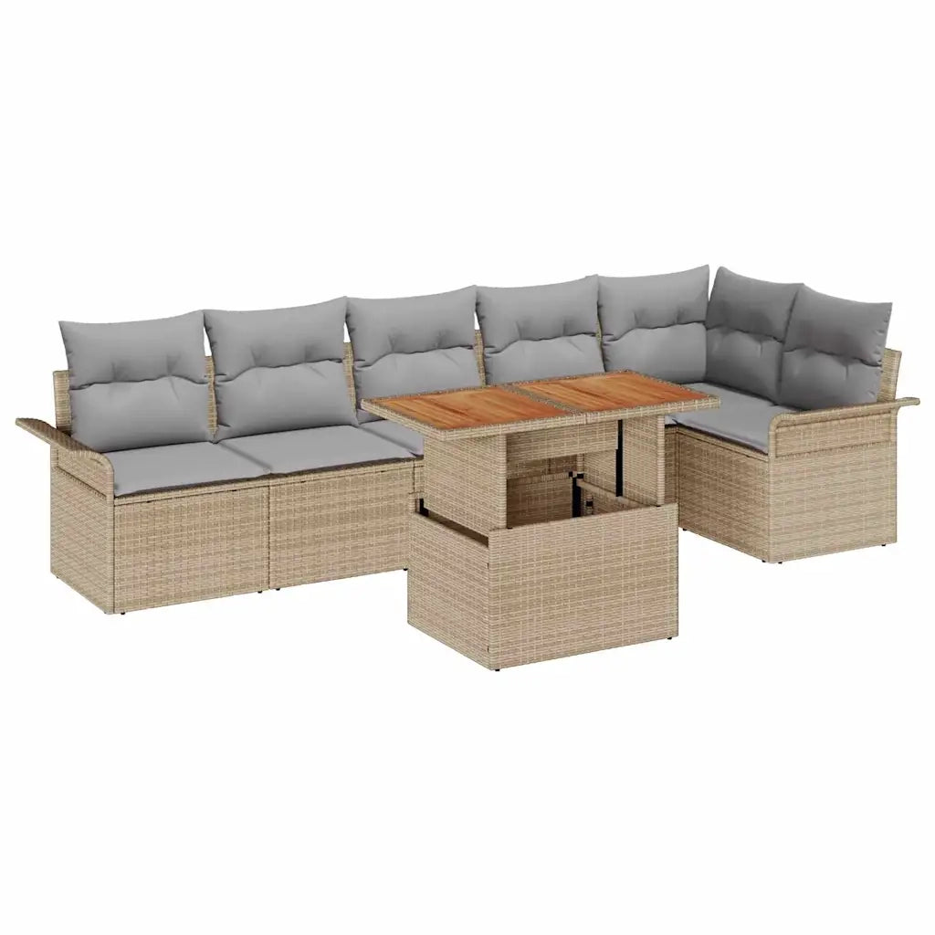 Set Divano da Giardino 7 pcs Beige Poly Rattan 3358079