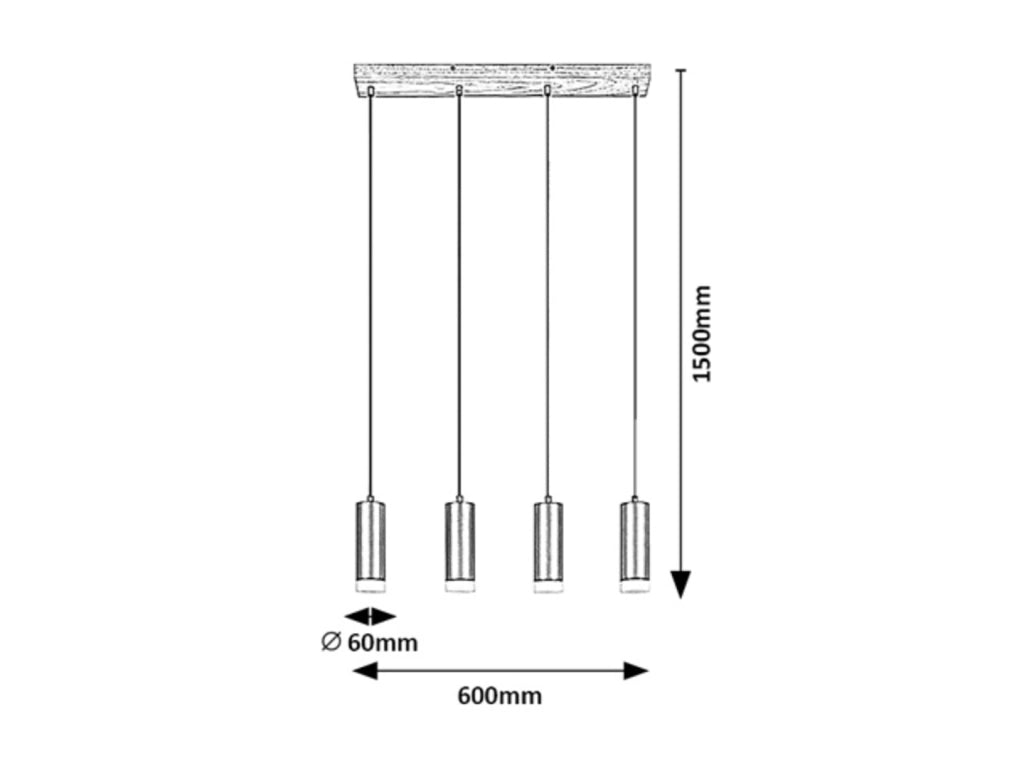 Lampada a sospensione Rabalux Toras 4xGU10 rovere/nero