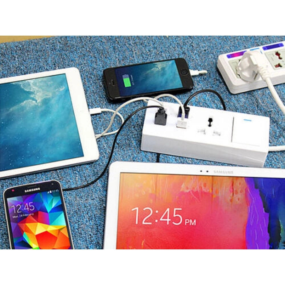 Trade Shop - Multipresa Ciabatta Elettrica Con 1 Prese Universali 4 Usb Con Interruttore -