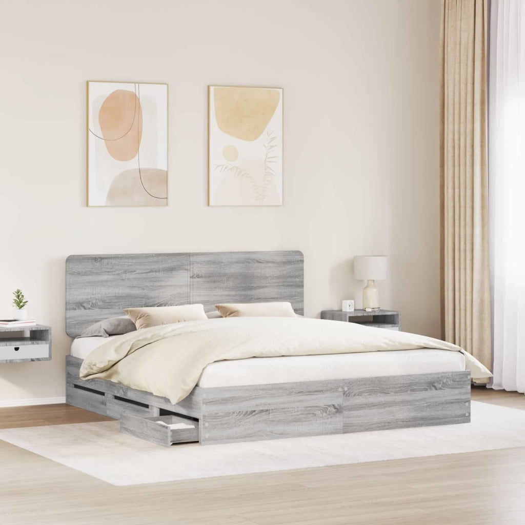 Struttura del letto con cassetto Grigio Sonoma 200 x 200 cm 3412565