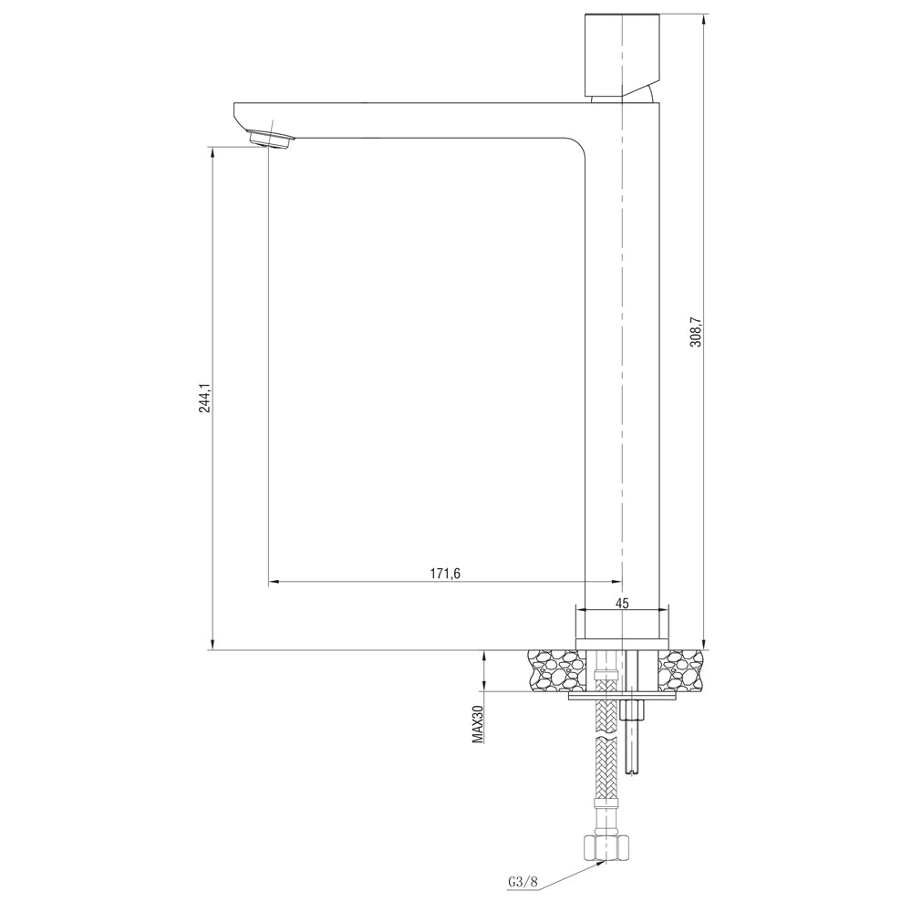 MISCELATORE MONOCOMANDO RUBINETTO LAVABO ALTO CROMATO SERIE LOTUS FERIDRAS