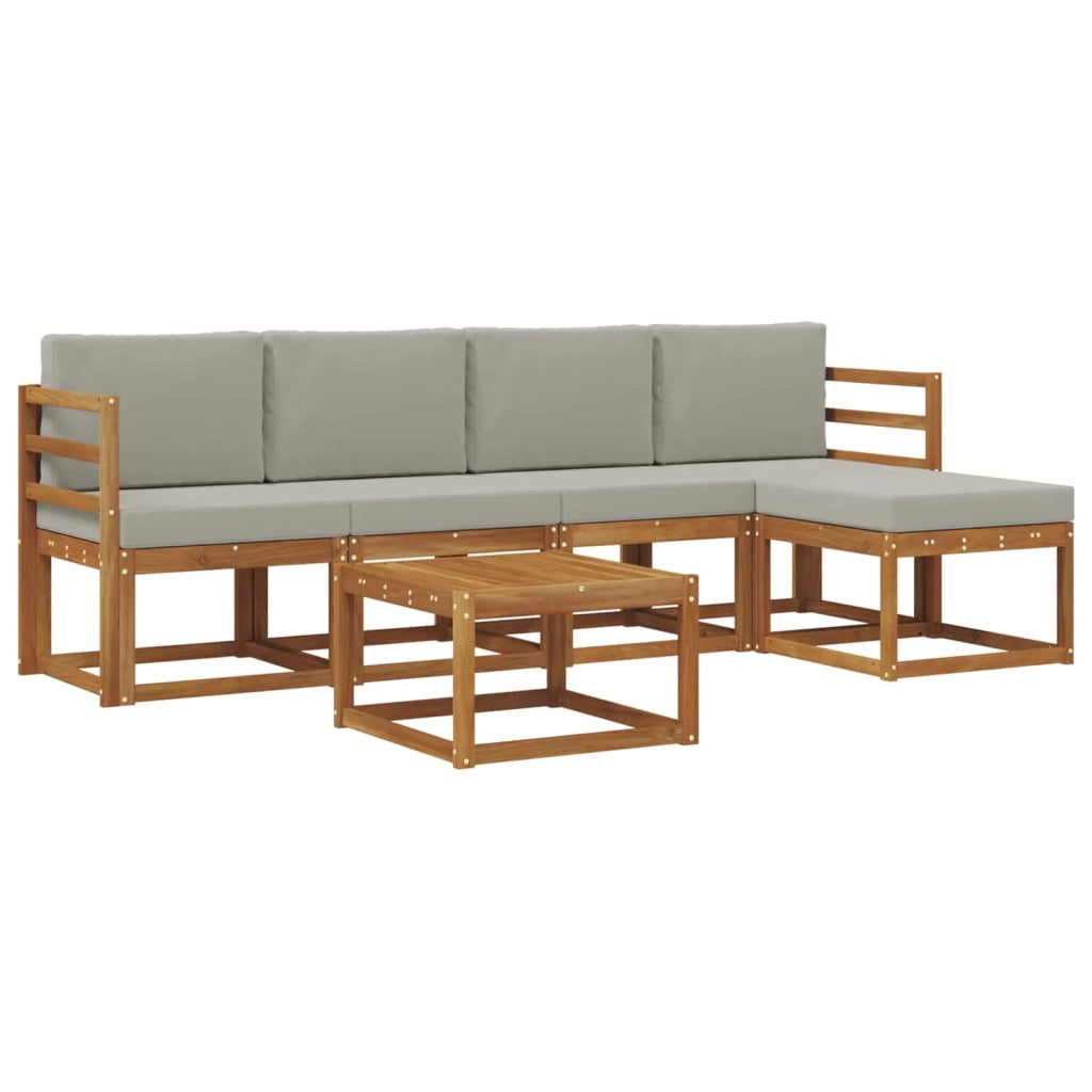 Set di divani da esterno 6 pcs Grigio Naturale e Chiaro 3366274