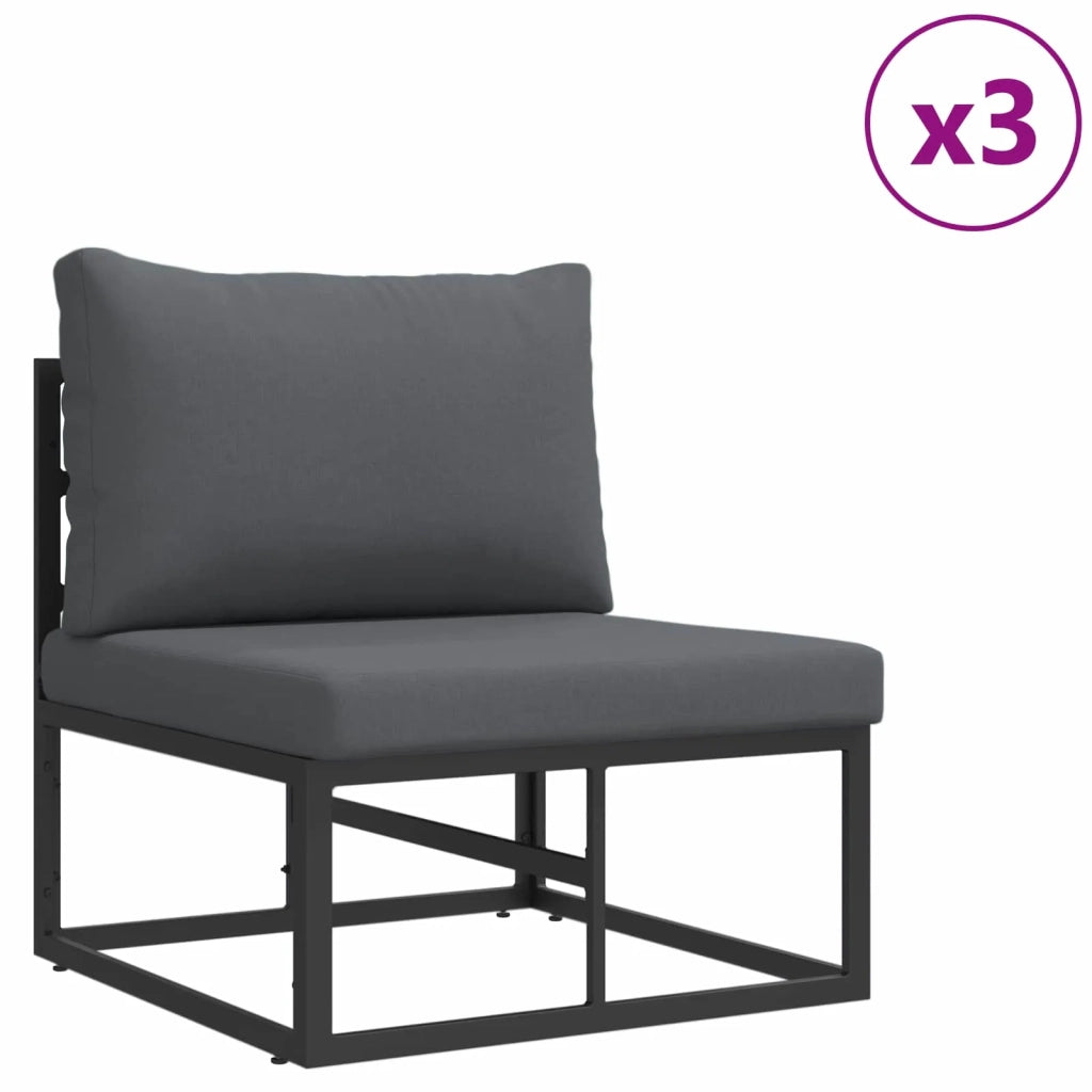Set Divano da Giardino con cuscino 8 pcs Nero Alluminio