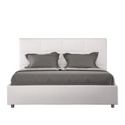 Letto queen size con rete imbottito 150x190 similpelle bianco Mika