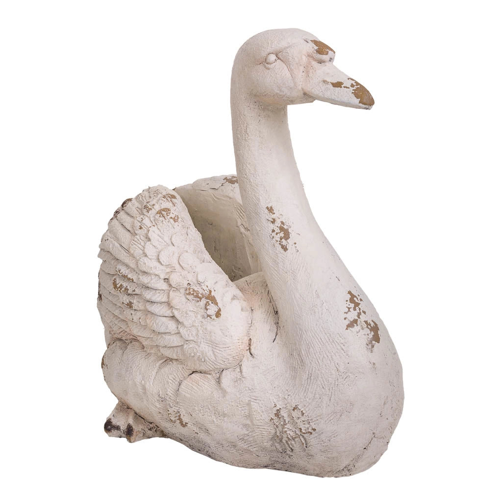 Fioriera decorativa cigno in magnesio 51x35x48h
