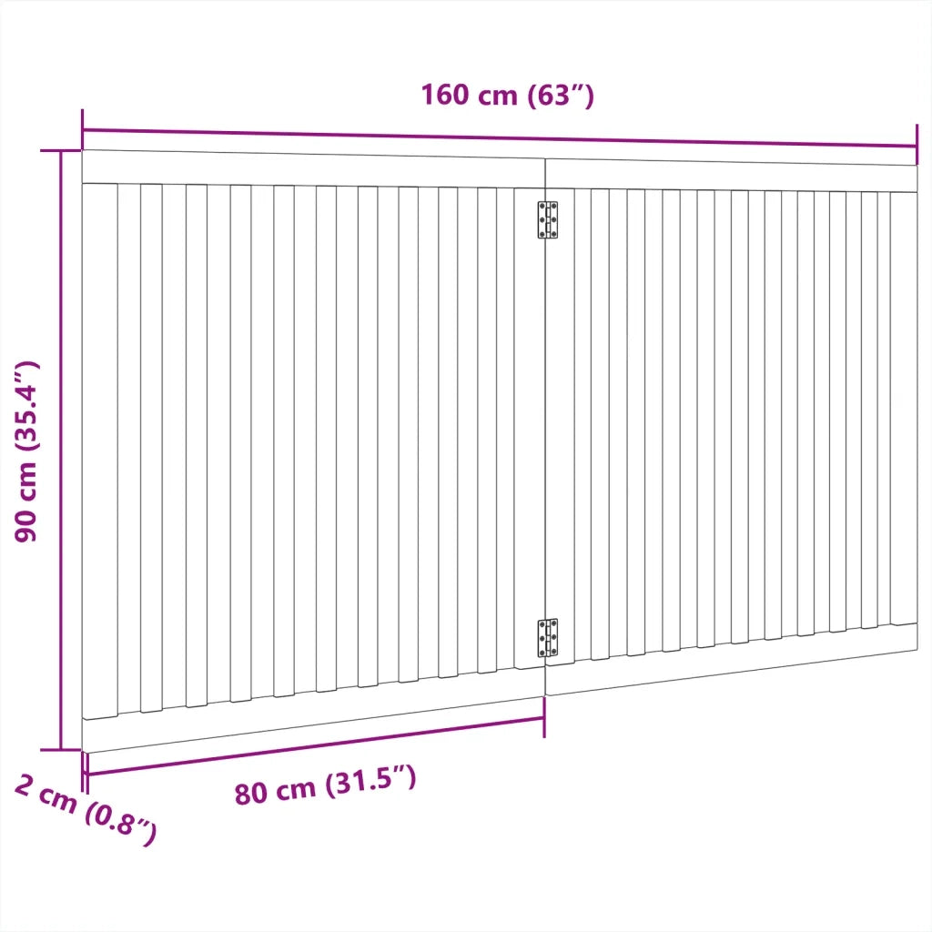 Cancello per Cani Pieghevole 2 Pannelli Bianco 160 cm Pioppo 352250
