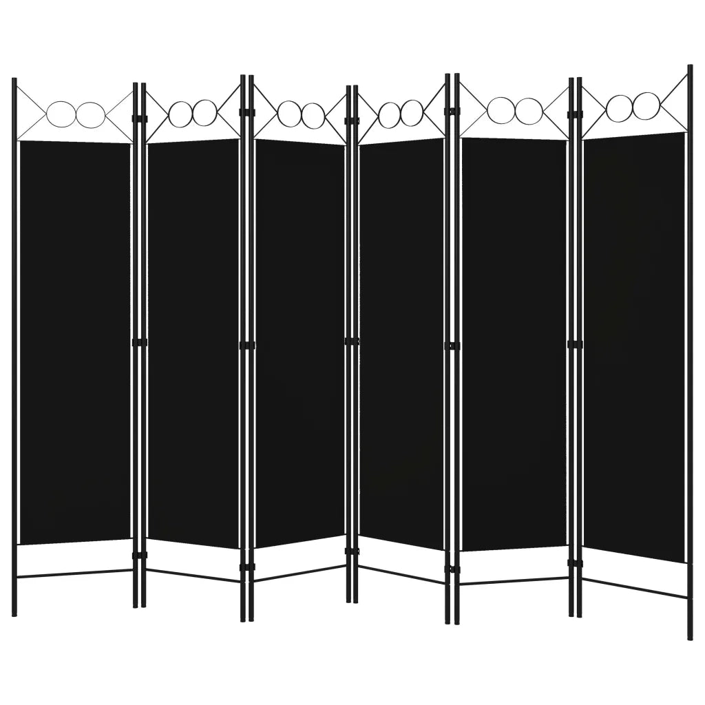 Divisorio Ambienti | Divider per stanze | Paravento a 6 Pannelli Nero 240x180 cm