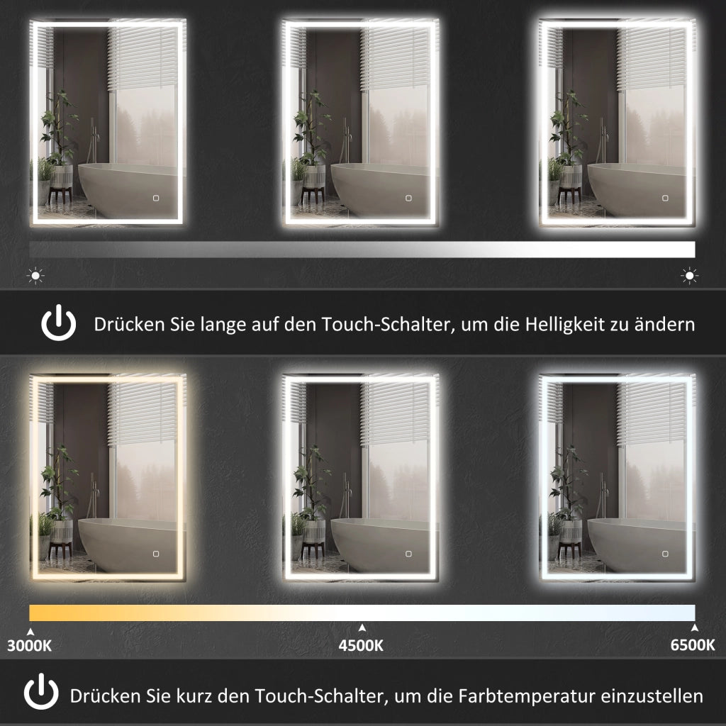 Specchio da Bagno con Luce LED 90x70 cm ¨C Minimal ¨C Argento