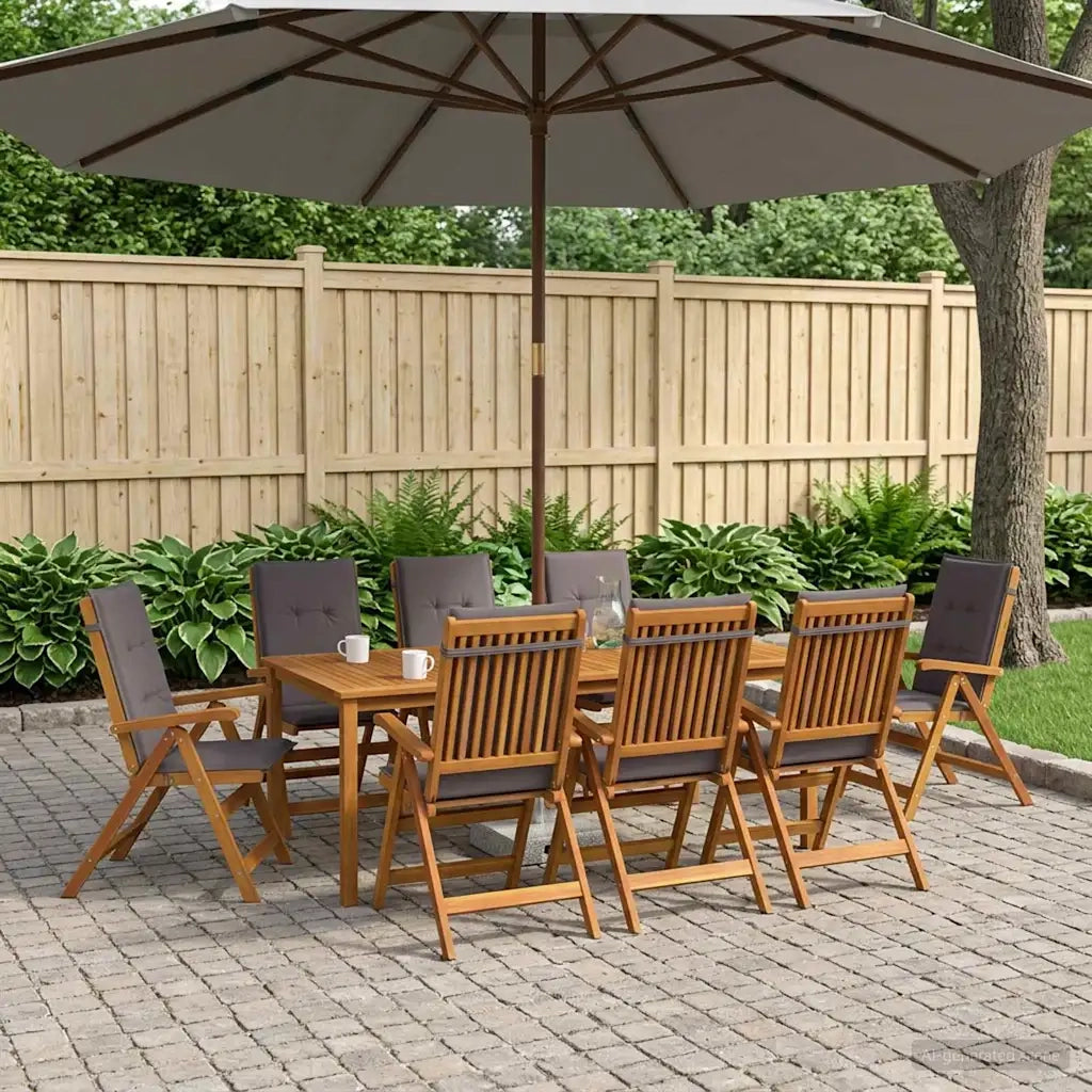Set da pranzo da giardino da 9 pezzi Naturale 3434585