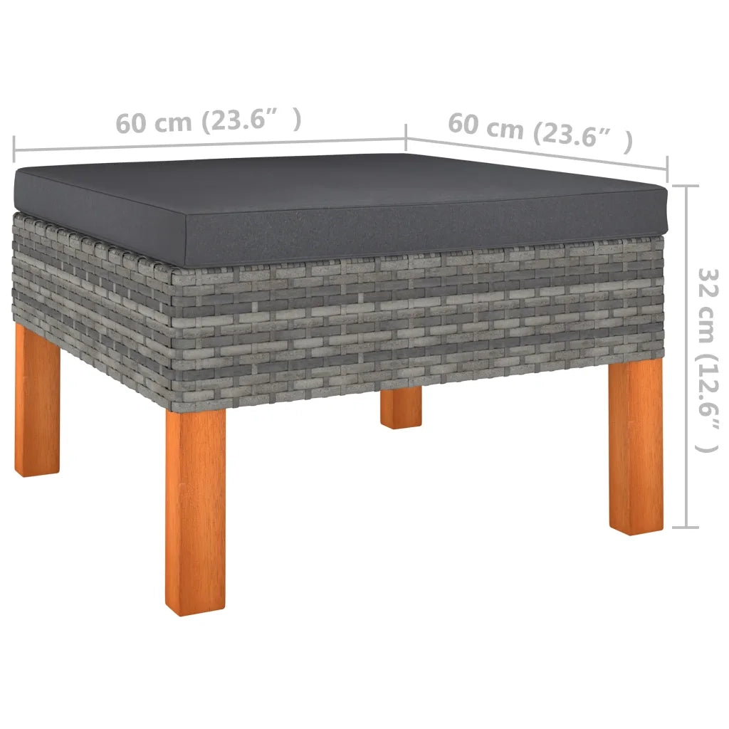 Set Divani da Giardino 7pz Polyrattan Legno di Eucalipto Grigio 3082082