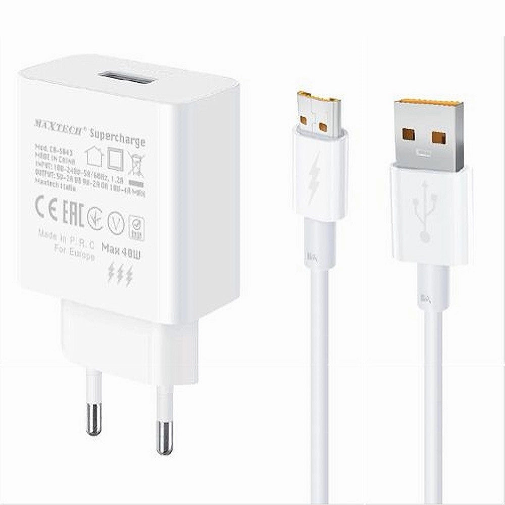 Trade Shop - Kit Caricabatteria Caricatore Usb Ricarica Rapida 40w Cavo Micro Usb 5a Ca-s044 -