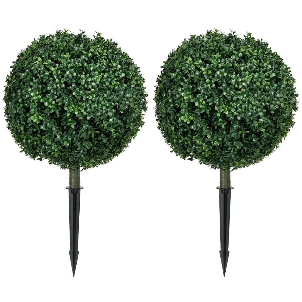 Set di 2 grandi cespugli artificiali di bosso, alti 70 cm, con protezione UV, piante artificiali realistiche con picchetti per il fissaggio a terra,