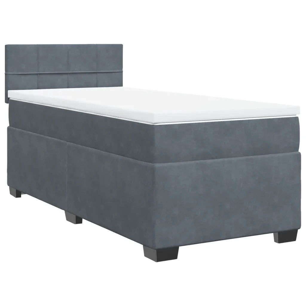 Giroletto a Molle con Materasso Grigio Scuro 90x200 cm Velluto
