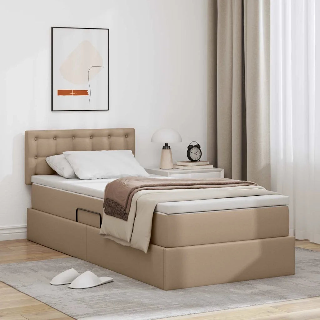 Letto con contenitore e LED con led Cappuccino 90 x 190 cm