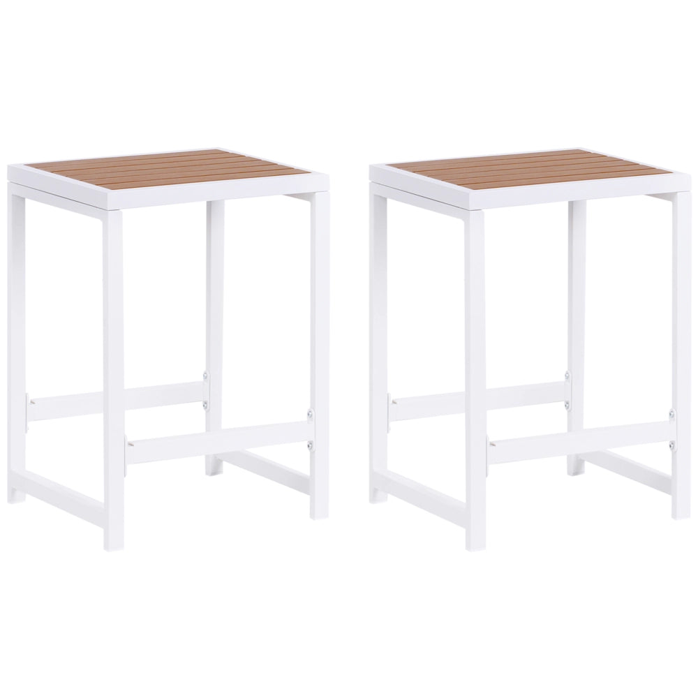 Sgabello da giardino per esterni in acciaio e legno bianco stile elegante