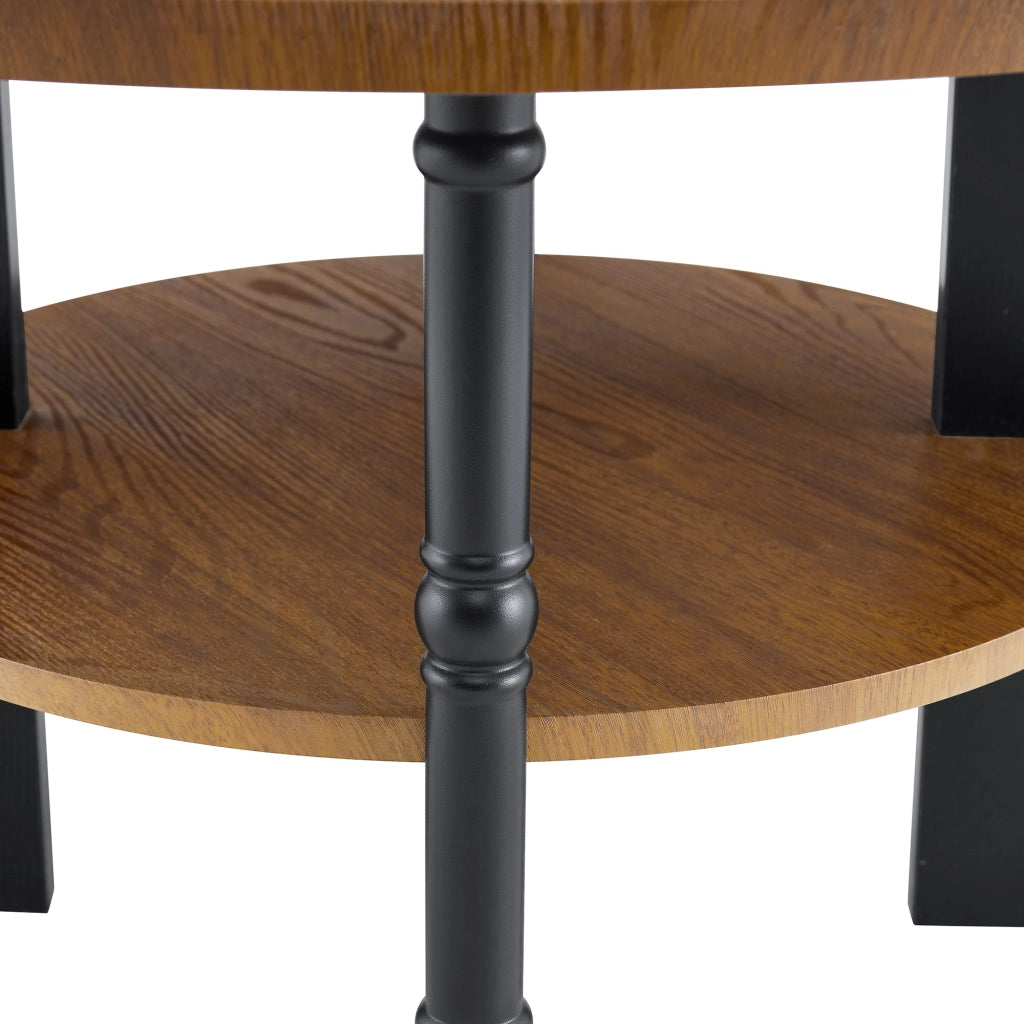 TAVOLINO DA CAFFÈ Rotondo Set da 2 pezzi Ø80 cm MDF Noce/Nero